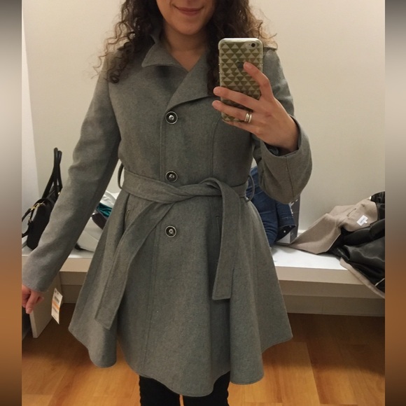 🩶NWOT INC Grey Peplum Wool Button Up Jacket - Picture 3 of 17